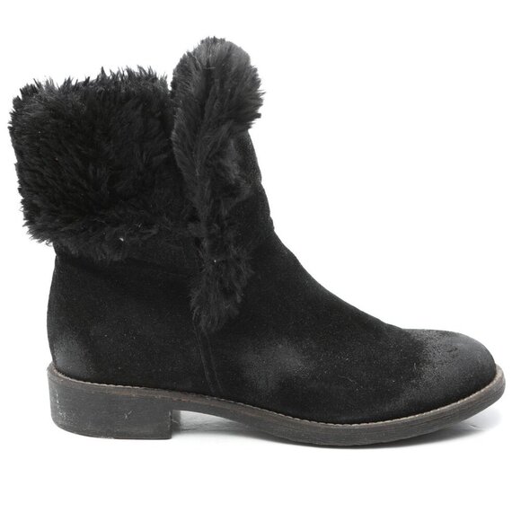 Vintage Bravo Browns Suede Faux Fur Boots Ankle Booties Italy Y2K Black Winter - Picture 2 of 11